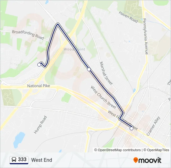 333 Bus Line Map