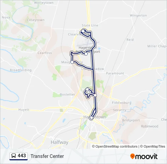 443 Bus Line Map