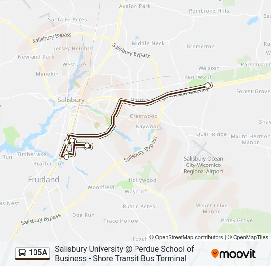 105A Bus Line Map