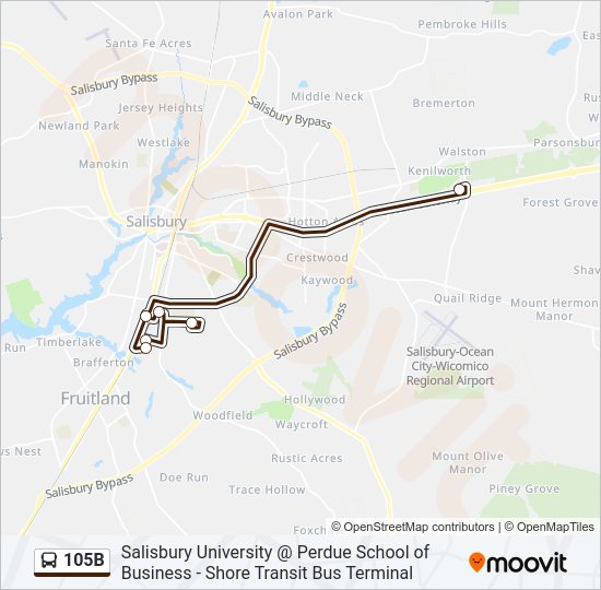 105B Bus Line Map
