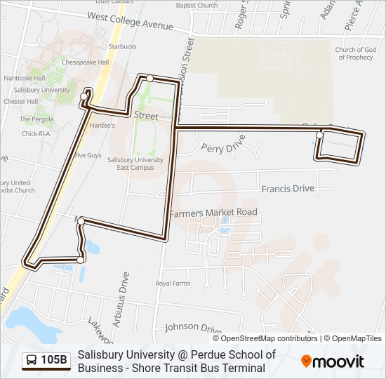 105B Bus Line Map