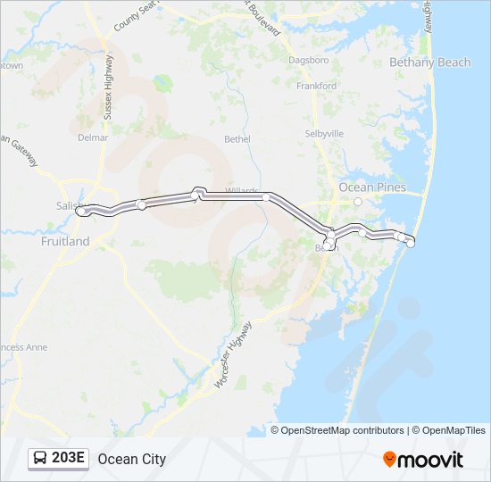 203E Bus Line Map