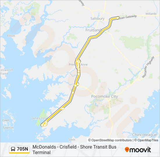 705N Bus Line Map