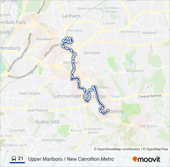21 Bus Line Map