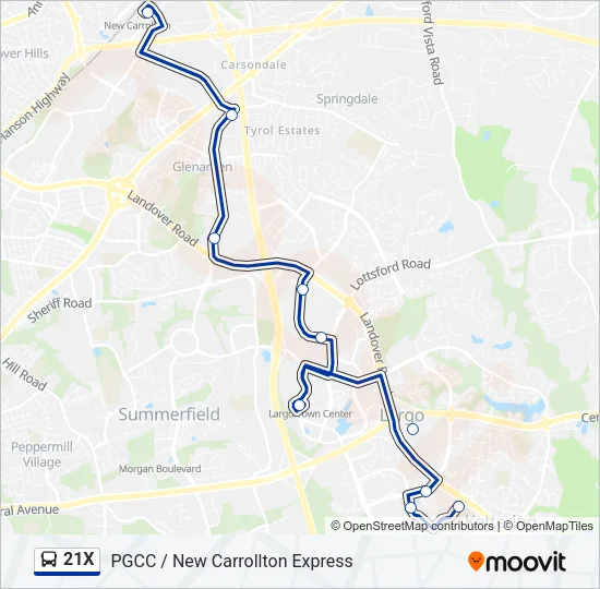 21X Bus Line Map
