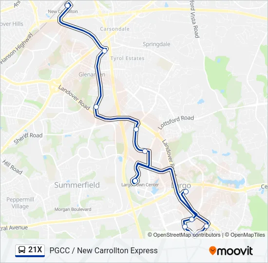 21X Bus Line Map