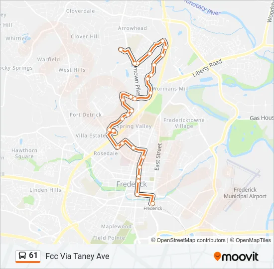 61 Bus Line Map