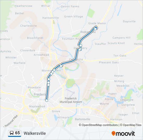 65 bus Line Map