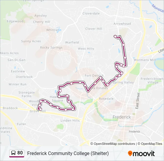 80 Bus Line Map