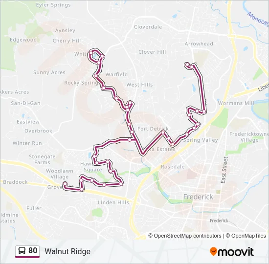 80 Bus Line Map
