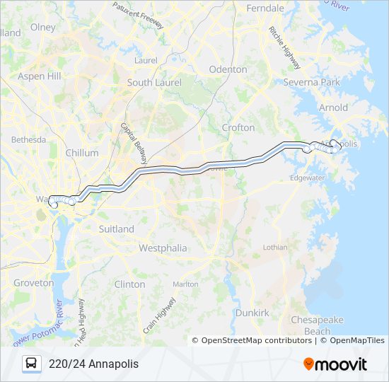 220 bus Line Map