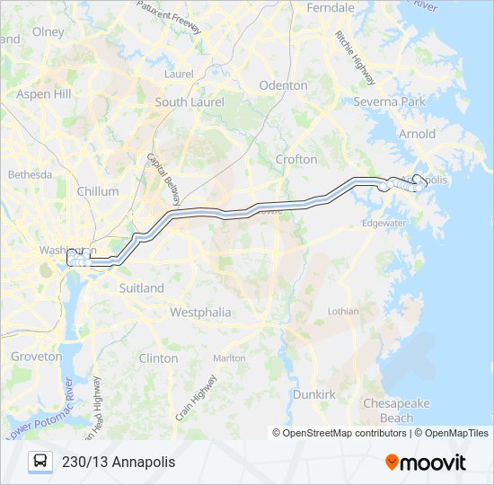 230 bus Line Map