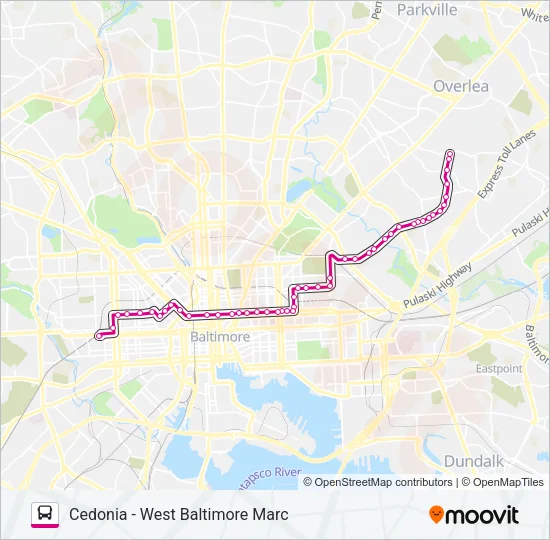 CITYLINK PINK Bus Line Map