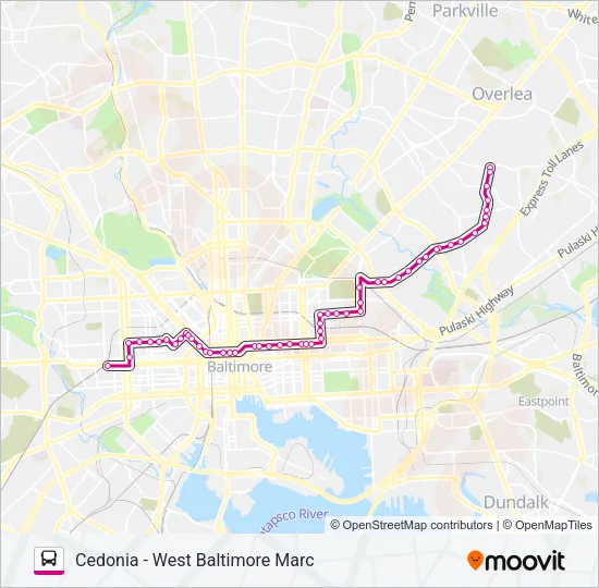 CITYLINK PINK Bus Line Map