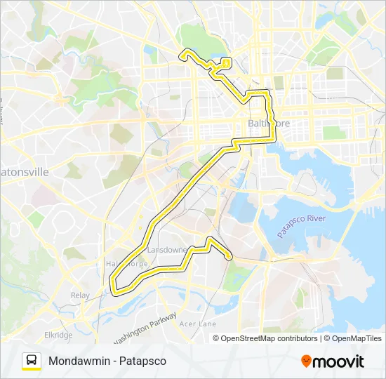 CITYLINK YELLOW Bus Line Map