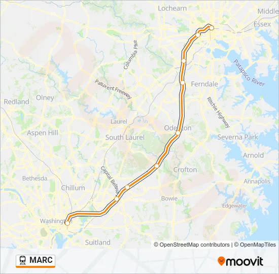 MARC Train Line Map