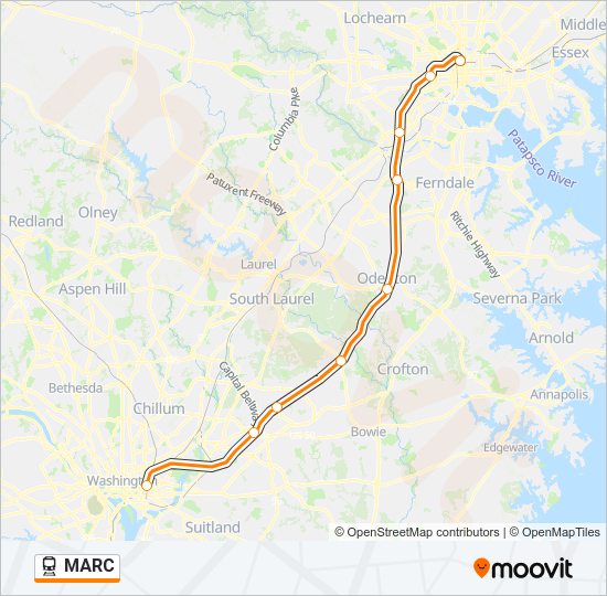 MARC Train Line Map