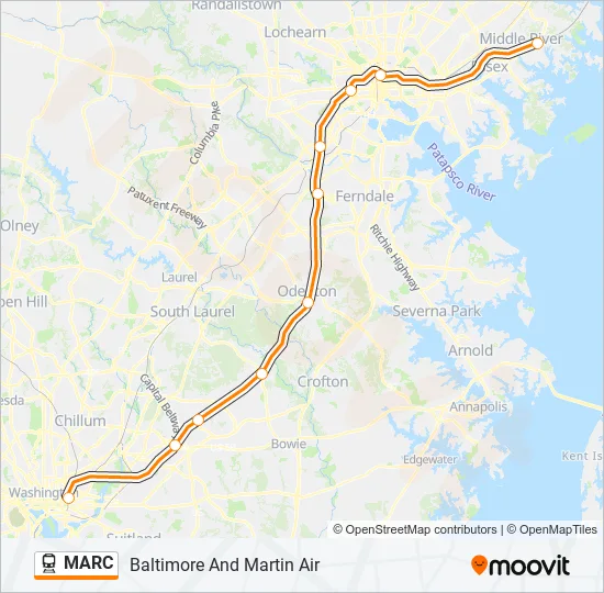 MARC Train Line Map