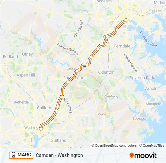 MARC Train Line Map