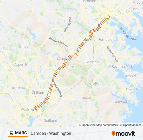 MARC train Line Map