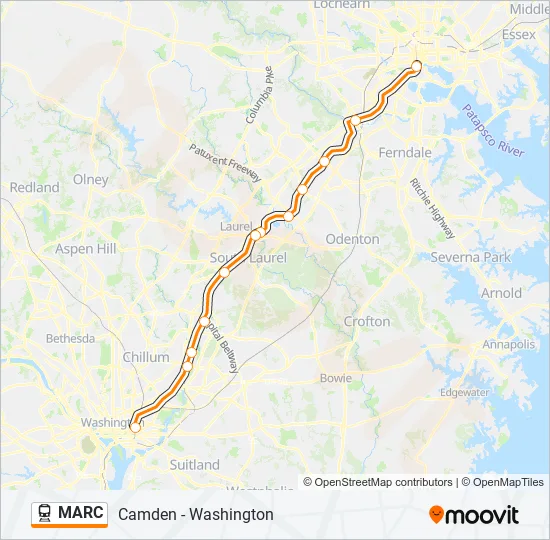 MARC Train Line Map