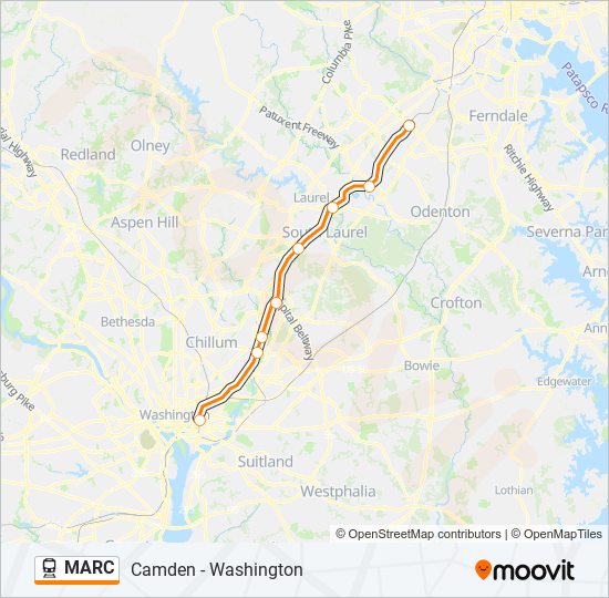 MARC train Line Map