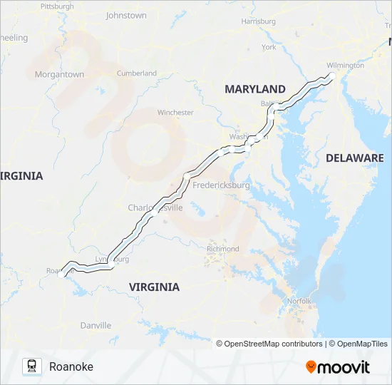NORTHEAST REGIONAL Train Line Map