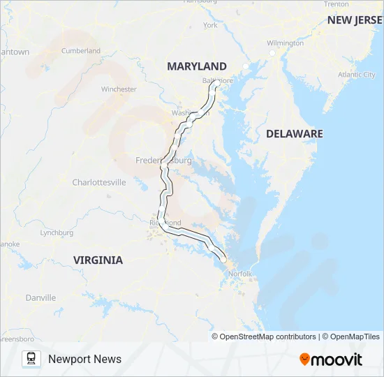 NORTHEAST REGIONAL Train Line Map