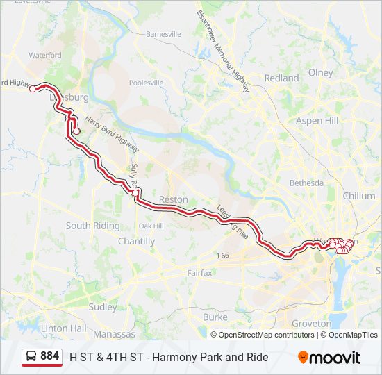 884 bus Line Map