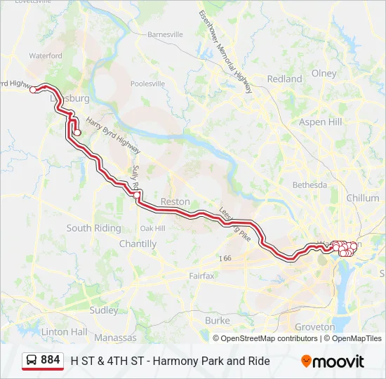 884 Bus Line Map
