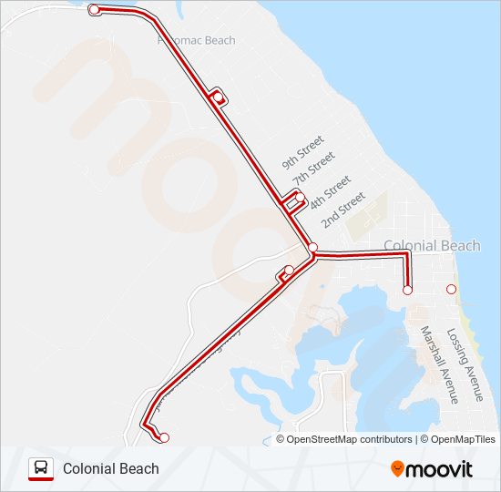 Mapa de COLONIAL BEACH TROLLEY de autobús