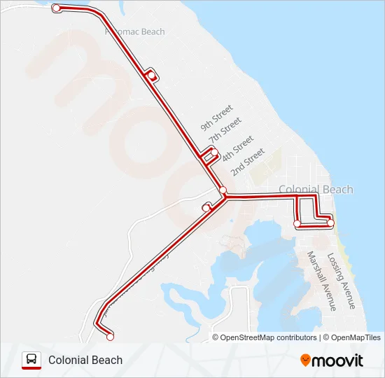 COLONIAL BEACH TROLLEY Bus Line Map
