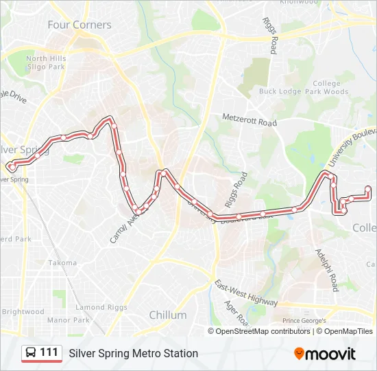 111 Bus Line Map