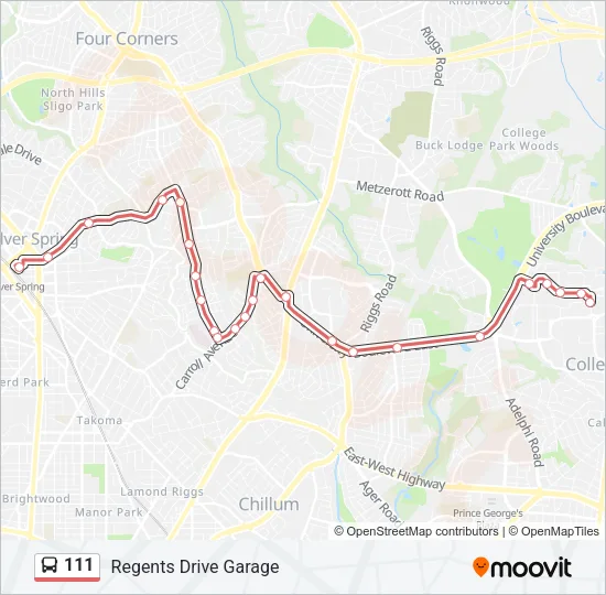 111 Bus Line Map