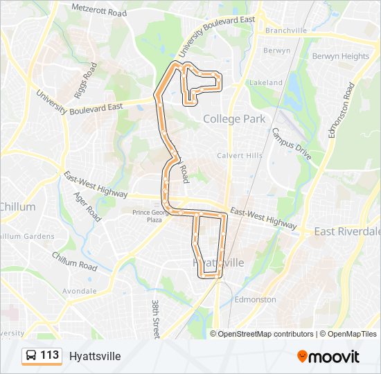 113 bus Line Map