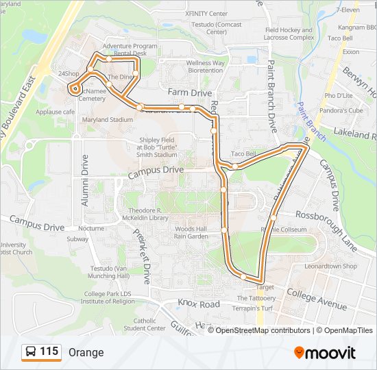 115 bus Line Map