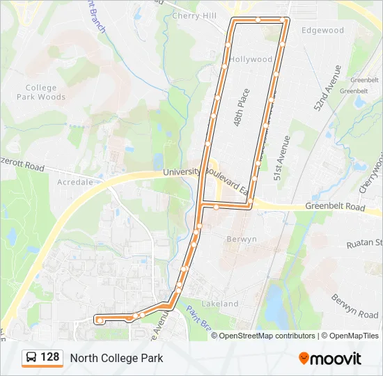 128 Bus Line Map