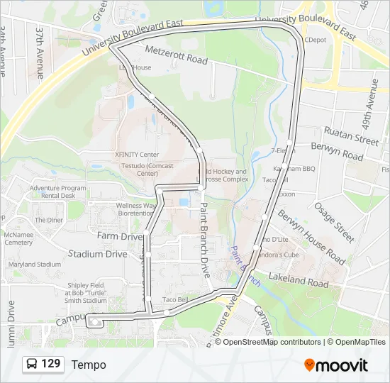 129 Bus Line Map