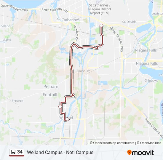 34 bus Line Map