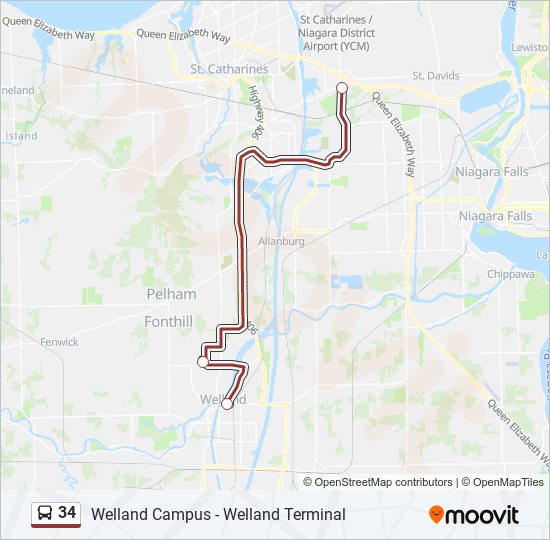 Plan de la ligne 34 de bus