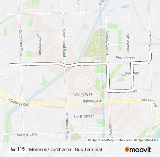 Plan de la ligne 115 de bus