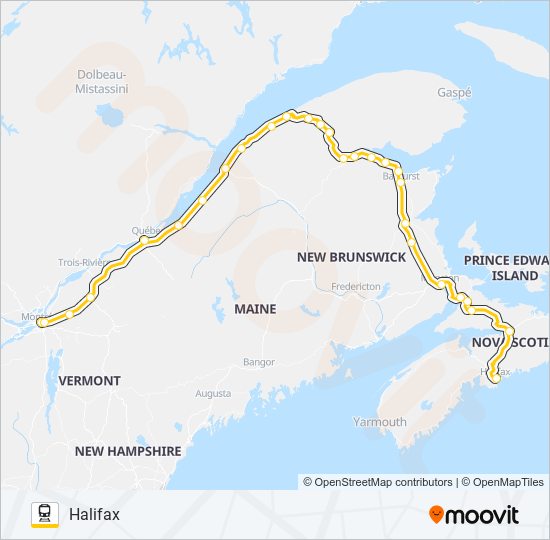 Plan de la ligne VIA RAIL de train