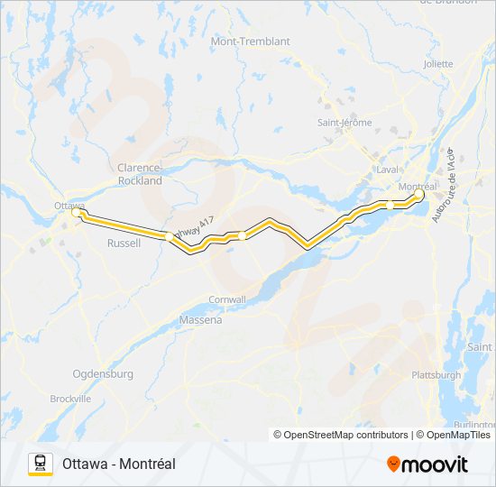 Plan de la ligne VIA RAIL de train