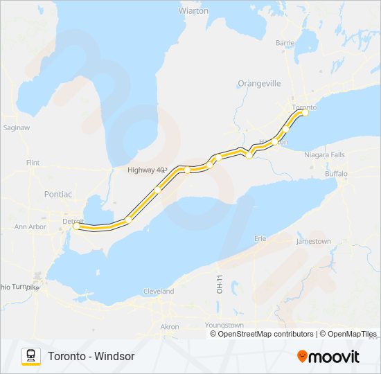 Plan de la ligne VIA RAIL de train