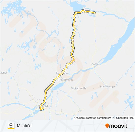 Plan de la ligne VIA RAIL de train