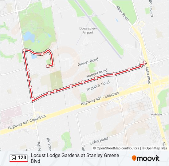 Plan de la ligne 128 de bus