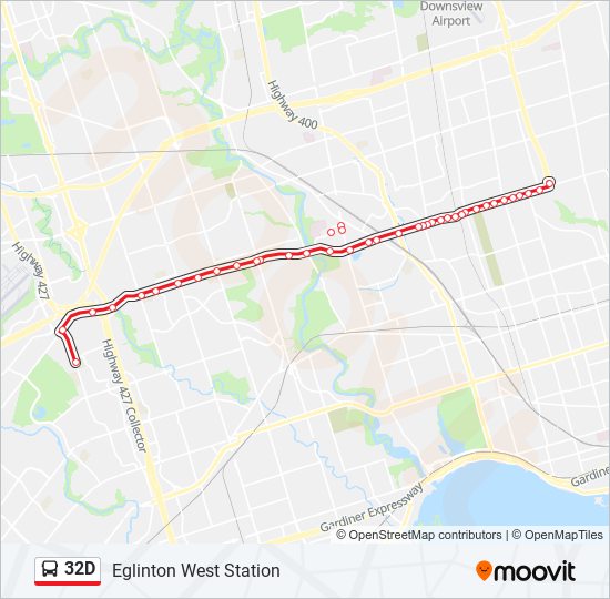 Plan de la ligne 32D de bus