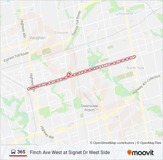 Plan de la ligne 36S de bus