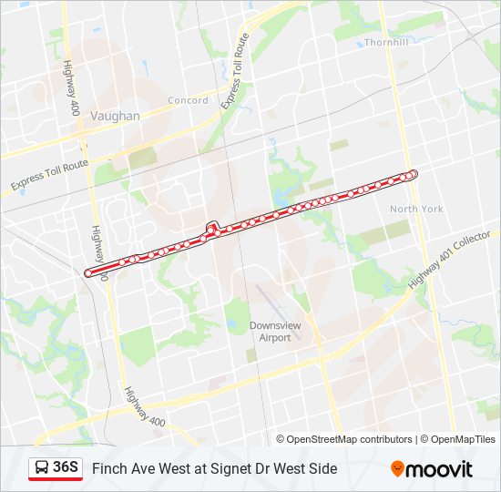 36S bus Line Map