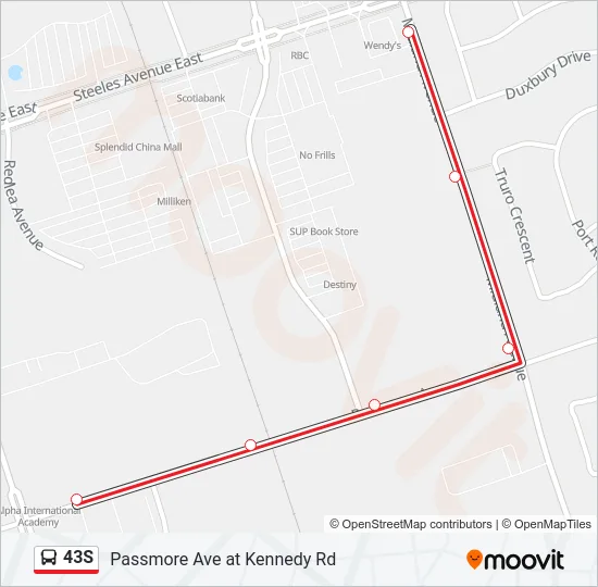 43S Bus Line Map